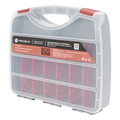 Caja Organizadora / 21 Divisiones Configurables / 38 x 31 x 7 cm (14.96 x 12.2 x 2.76 in) / Plástico de Alta Resistencia