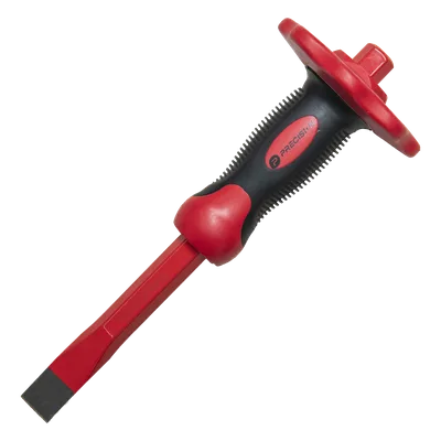 Cincel de Punta Plana / 19x16x250 mm / Protección para Manos / Acero Cr-V Forjado / Empuñadura PP+TPR