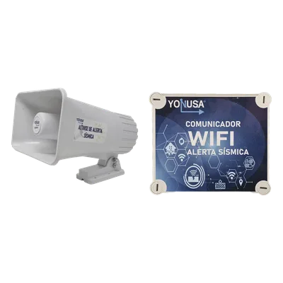 Kit de Alertamiento Sísmico / Audio Oficial SASMEX 120 dB / Receptor Wi-Fi / Replicación a Sirena y App Móvil / 12 VCD
