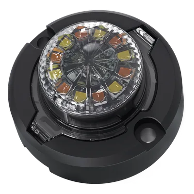 Estrobo LED / 12 LED Alta Intensidad / Rojo-Azul / Lente Transparente / Bisel Negro / IPX7 / 12 VCD