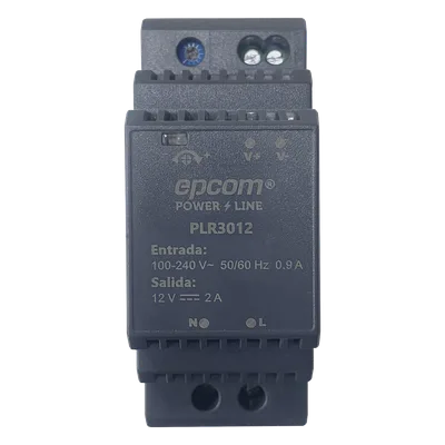 Fuente de poder DIN Riel / 15 Vcc / 2 A / 30 W / Entrada 100-240 Vca / Terminales 5.5 x 2.5 mm / -20°C a 45°C / 3.7 x 1.4 x 2.3 pulgadas