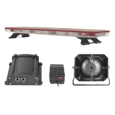Kit de Señalización de Emergencia / Barra LED 124 Ultra Brillantes G3 / Sirena 100W / Bocina 100W 8 Ohms / 13 Patrones Programables / Control de Tráfico Ámbar