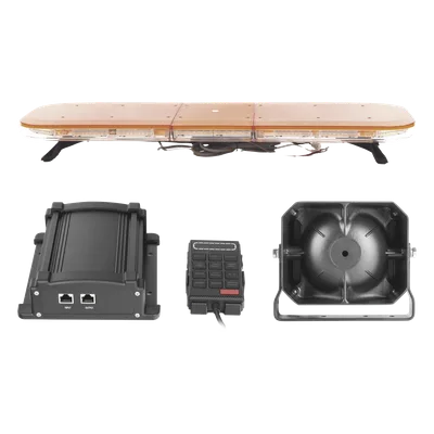 Kit de Señalización de Emergencia / Barra LED 108 LEDs / 13 Patrones de Destello / Sirena 100 W / Bocina 100 W / Controlador Integrado
