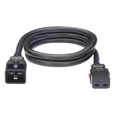 Cable de Alimentación / IEC C20 a C19 / Bloqueo Dual / 15 AWG / 16A 250V / 60 cm (2 pies) / Paquete 10 pzas