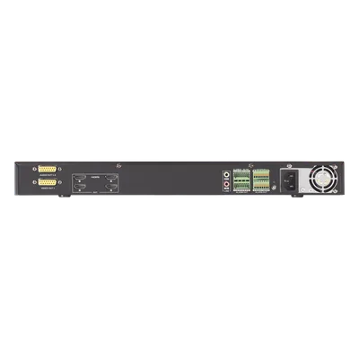 Decodificador de Vídeo IP / 4 Salidas HDMI 4K / Decodificación 64 Canales / Videowall 25 Cámaras por Pantalla / Interfaz de Red 10/100/1000 Mbps y Fibra Óptica