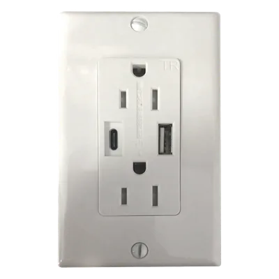 Contacto Dúplex / 15 A / 100-240 V / USB-A y USB-C / 5 V 4 A / Placa Incluida