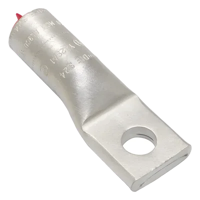 Zapata de Compresión de Aluminio / 250 KCMIL / Tornillo 1/2" / 350 kV / Lengua Recta / Estilo Barril Biselado