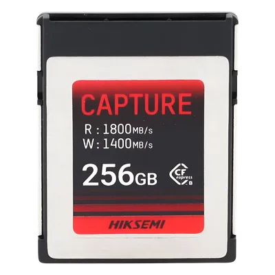 Memoria CFexpress Tipo B / 256 GB / Lectura 1800 MB/s / Escritura 1400 MB/s / PCIe Gen 3×2 / 8K RAW / -10 °C a 70 °C