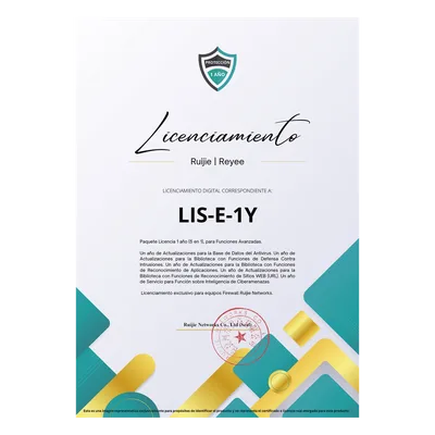 Licencia Anual Firewall / 5 Funciones Avanzadas / Antivirus / Ciberamenazas / IPS / Reconocimiento Aplicaciones y URL
