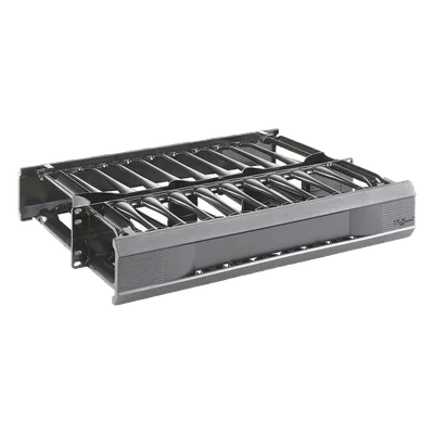 Organizador de Cables Horizontal / Doble Cara Frontal y Posterior / Rack 19in / 2 UR / Capacidad 223 Cables Cat 5e