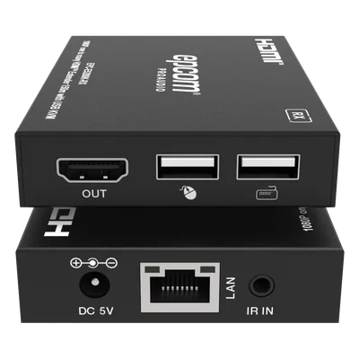Extensor HDMI con KVM / 1080p@60Hz / H.265 / 150 m (492.1 ft) sobre Cat5e/6 / HDCP 1.4 / USB KVM / IR 20 Hz-60 kHz / Compatible Switch 1G