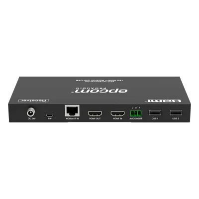 Extensor HDBaseT / 4K@60Hz / 100 m (328 ft) Cat6/6a/7 / Conmutador 2x1 HDMI/USB-C / KVM / PoE