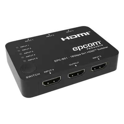 Conmutador HDMI / 5 Entradas x 1 Salida / 18 Gbps / 4K@60Hz / YCbCr 4:4:4 / HDR / Dolby Vision / HDCP 2.2