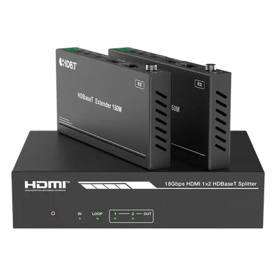 Splitter y Extensor HDMI / 1x2 / HDBaseT / 4K@60Hz 4:4:4 / 120 m (393.7 ft) / 1080p@150 m (492.1 ft) / PoC / Audio 7.1 Canales