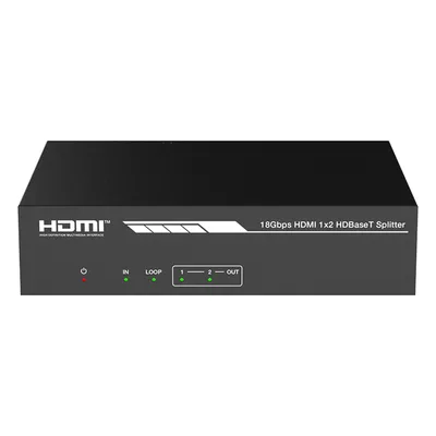 Splitter y Extensor HDMI / 1x2 / HDBaseT / 4K@60Hz 4:4:4 / 120 m (393.7 ft) / 1080p@150 m (492.1 ft) / PoC / Audio 7.1 Canales