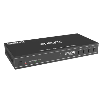 Controlador de Videowall / 1x4 HDMI / 4K@60Hz / 18 Gbps / 8 Modos de Visualización / Audio Óptico y Analógico / USB-C / RS-232 e IR