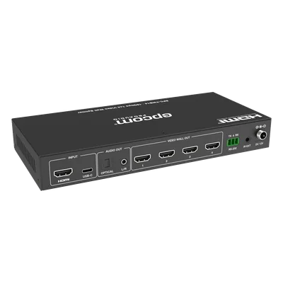 Controlador de Videowall / 1x4 HDMI / 4K@60Hz / 18 Gbps / 8 Modos de Visualización / Audio Óptico y Analógico / USB-C / RS-232 e IR