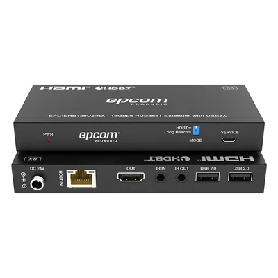 Extensor HDMI con KVM / 4K@60Hz 4:4:4 / 150m (492 pies) en 1080p / 120m (394 pies) en 4K / HDBaseT / USB 2.0 / IR Bidireccional / POC / EDID