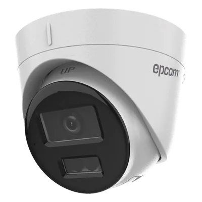 Cámara Turret IP / 2 Megapixel / Dual Light IR 30 m (98.4 ft) + Luz Blanca 20 m (65.6 ft) / Lente 2.8 mm / 103° / Audio Integrado / IP67 / PoE