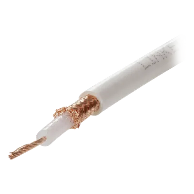 Cable Coaxial RG58AU / 100 m (328.08 pies) / Forro Blanco UV / Impedancia 50Ω / Triple Blindaje de Cobre