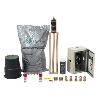 Kit de Puesta a Tierra / Electrodo Magnetoactivo 67 x 17 cm / Capacidad 100 A / Acoplador 1500 A / NEMA 4 / Libre de Mantenimiento 20 Años