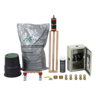 Kit de Puesta a Tierra / Electrodo Magnetoactivo 50 x 11.5 cm / Capacidad 45 A / Resistencia < 2 Ω / NEMA 4 / Sin Mantenimiento 20 Años