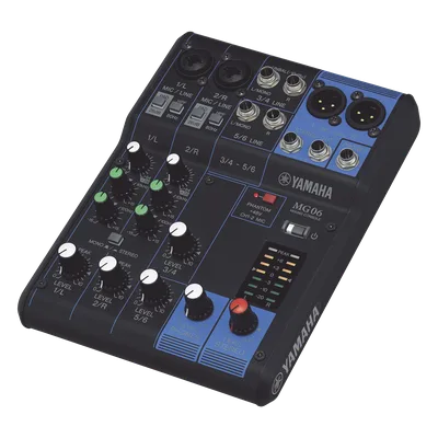 Mezcladora de Audio / 6 Canales / 2 Entradas de Micrófono / 6 Entradas de Línea / Phantom +48 V / Chasis Metálico Compacto