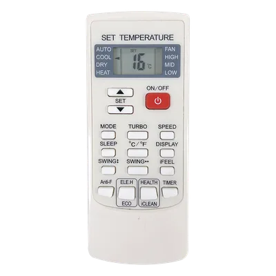 Control Remoto para Minisplit / Display Iluminado / Rango 16°C a 32°C / Funciones iFeel, Timer, Sleep, Oscilación / 54 x 10 x 134 mm