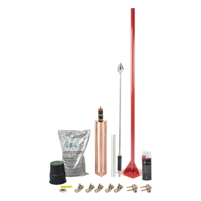 Kit Pararrayo / Punta de Aluminio / Protección 160 m (524.9 ft) / SPTE / Norma NMX-J-549-ANCE-2005