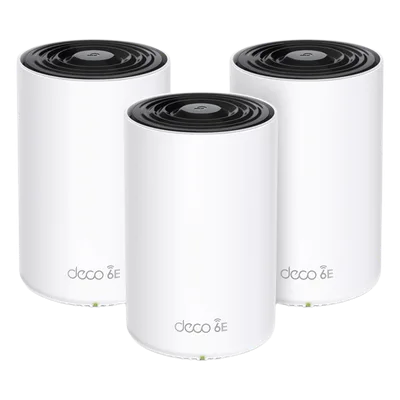 Sistema Mesh Wi-Fi / Wi-Fi 6E AX5400 / Triple Banda / 3 Nodos / 3 Puertos Gigabit WAN/LAN Auto-Detección / 4 Antenas Internas / Administración por App