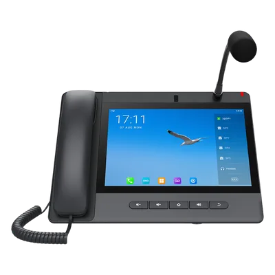 Teléfono IP Android / 20 Líneas SIP / Pantalla Táctil 10.1' / Wi-Fi Dual / Bluetooth / PoE / Puertos Gigabit / Video H.264