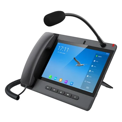 Teléfono IP Android / 20 Líneas SIP / Pantalla Táctil 10.1' / Wi-Fi Dual / Bluetooth / PoE / Puertos Gigabit / Video H.264