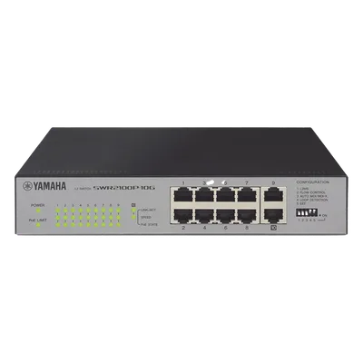 Switch PoE / 10 Puertos / Gigabit / 20 Gbit/s / 9 Puertos PoE+ 30W / 70W Total / Sin Ventilador / Optimizado Dante