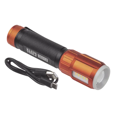 Linterna LED Recargable / 500 Lúmenes / Luz Frontal y Lateral / IP66 / Caídas 6 ft (1.8 m) / USB-C / Tapa Magnética