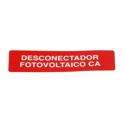 Etiqueta de Desconectador Fotovoltaico / Vinil Adhesivo Mate / Paquete 20 Unidades / Resistente a Clima Extremo