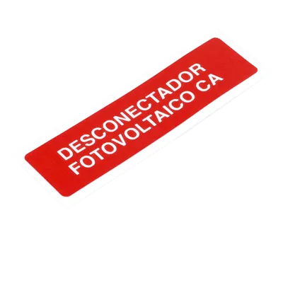 Etiqueta de Desconectador Fotovoltaico / Vinil Adhesivo Mate / Paquete 20 Unidades / Resistente a Clima Extremo