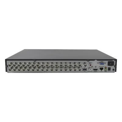 DVR Pentahíbrido / 32 Canales TurboHD + 8 Canales IP / 5 Megapixel Lite / Reconocimiento Facial 4 Canales / Audio Bidireccional Coaxitron / 2 Bahías HDD hasta 12 TB / H.265+ / Salida Full HD