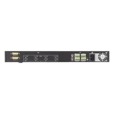 Decodificador de Vídeo IP / 8 Salidas HDMI 4K UHD / 128 Canales Simultáneos / Videowall 25 Cámaras por Pantalla / Dual Ethernet Gigabit / Fibra Óptica
