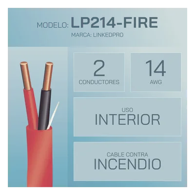 Cable para Incendio / 2x14 AWG / FPLR / Rojo / 305 m (1000 ft) / UL 1666 / CSA FT4