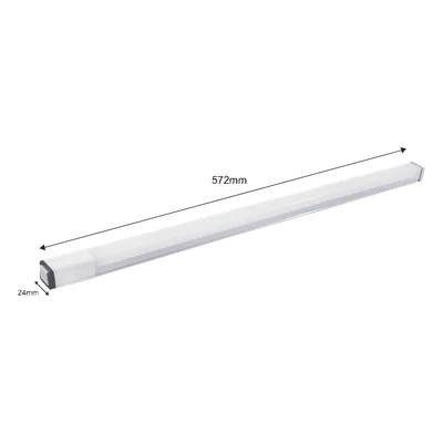 Luminario LED Tipo Regleta / 572 x 24 x 24 mm (1.88 x 0.08 x 0.08 ft) / 127 Vca / Luz Blanca 6 500 K / 900 lm / 9W