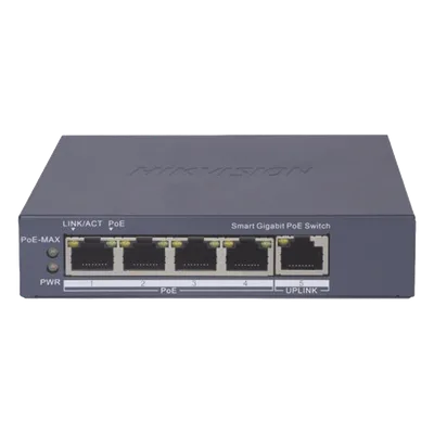 Switch PoE+ Administrable / 4 Puertos Gigabit PoE+ / 1 Puerto Uplink Gigabit / Alcance Extendido 300 m (984.3 ft) / 60 W / Gestión en Nube
