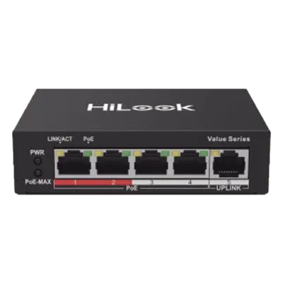 Switch PoE+ / 4 Puertos 10/100 Mbps PoE+ 802.3af/at / 1 Puerto Uplink 10/100 Mbps / Modo Extendido 250 m (820 ft) / 35 W