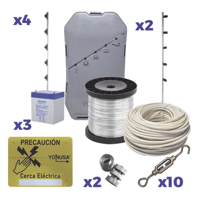 Kit Energizador Perimetral / 25 m (82 ft) de Protección / 12,000 V / Consumo 1.2 kW/mes / SMT / Antioxidante y Anti-UV