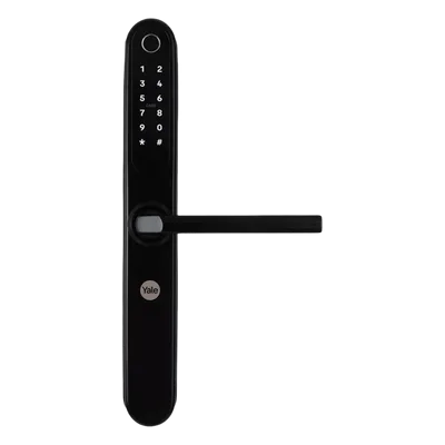 Cerradura Eléctrica Digital / Mecanismo 2885 Negro / 100 Códigos y Huellas / 3 Tarjetas Proximidad / Compatible Alexa y Google / Perfiles Aluminio 1"