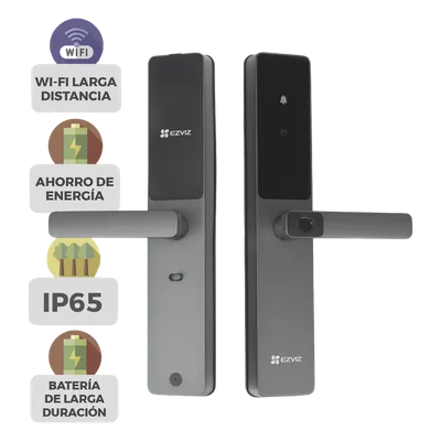 Cerradura Inteligente / Wi-Fi y Bluetooth / Huella y Tag / IP65 / -25°C a 70°C / 8 Baterías AA