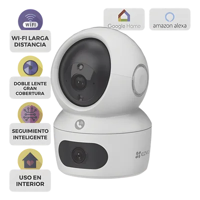 Cámara PT IP / Doble Lente 4 MP + 4 MP / Wi-Fi 6 / Audio Bidireccional / Visión Nocturna a Color 10 m (32.8 ft) / Detección Humana por IA / Uso en Interior