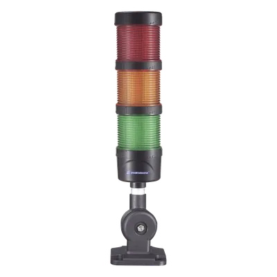 Torre LED Indicadora de Estado / 3 Niveles Rojo-Ámbar-Verde / Buzzer 85 dB / 110-240 VCA / IP53 / Montaje Ajustable 60 mm