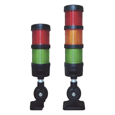 Torre LED Indicadora de Estado / 3 Niveles Rojo-Ámbar-Verde / Buzzer 85 dB / 110-240 VCA / IP53 / Montaje Ajustable 60 mm