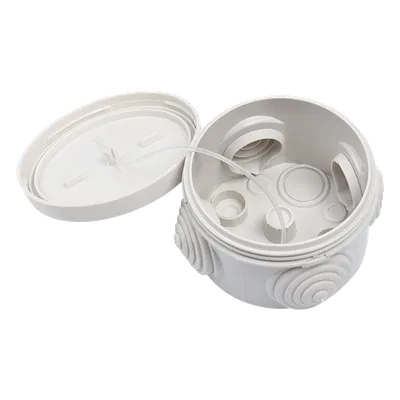 Caja de Derivación Circular / 4 Glándulas de Goma Ajustables / IP55 / -40 a 120°C / 70 mm Diámetro x 48 mm Alto