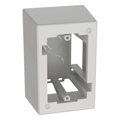Caja de Pared Superficial / ABS / 133x88.5x69.8 mm / Salidas 1/2-3/4-1 in / Cinta Adhesiva / Blanco